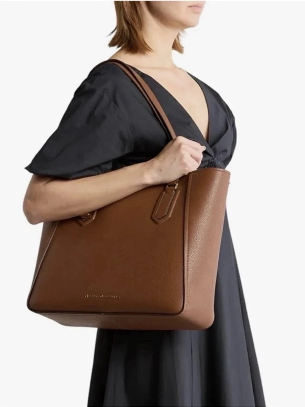 Marc Jacobs brown Pebbled Leather Tote with Gold Hardware